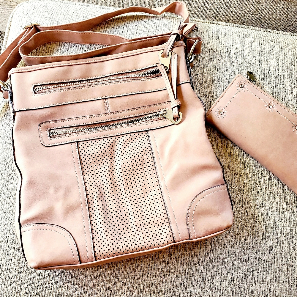 Mauve pink handbag w/wallet